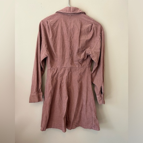 Zara Marsala Long Sleeve Mini Dress Mauve 100% Cotton size Small - Picture 2 of 11